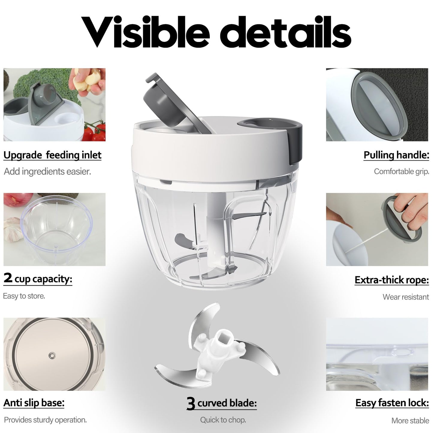 Manual Vegetable Chopper with Garlic Mincer 650ml