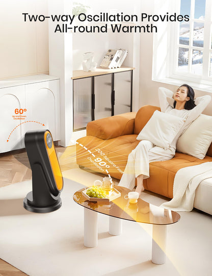 Portable 1200W Space Heater with Oscillation & Timer