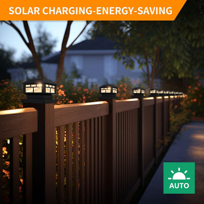 2 Pack Solar Post Cap Lights for Outdoor Decor