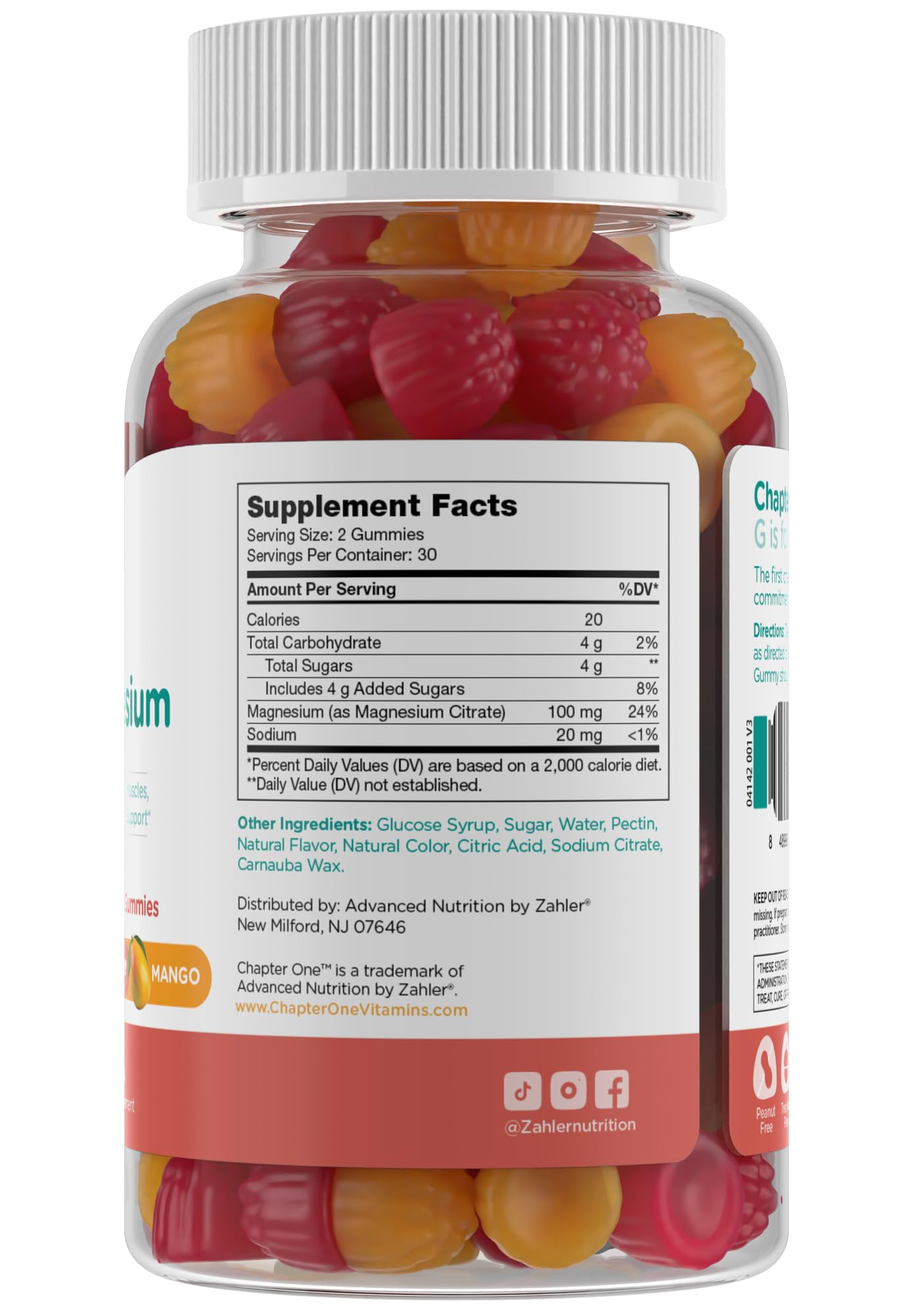 Chapter One Magnesium Gummies, Great Tasting Magnesium for Kids, Calm Kids Magnesium, Magnesium Gummies for Women and Men, Raspberry and Mango Flavored, Certified Kosher, (60 Flavored Gummies)