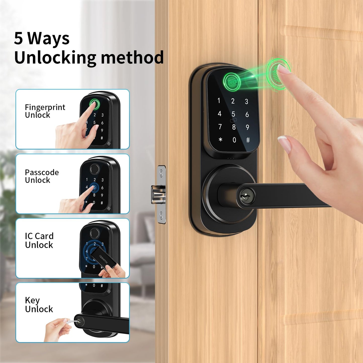 Smart Keyless Door Lock with Fingerprint & APP