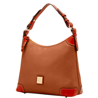 Dooney & Bourke Women's Hobo Shoulder Bag in Pebble Grain Leather, Large Handbag with Adjustable Shoulder Strap, Caramel