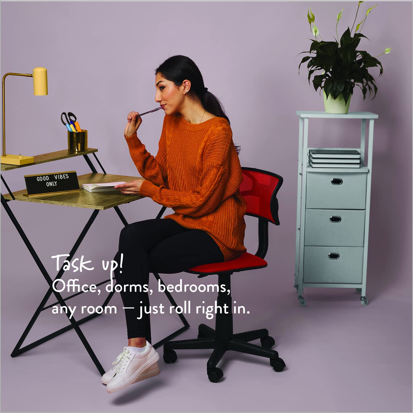 Urban Lifestyle Swivel Mesh Desk Chair, Red