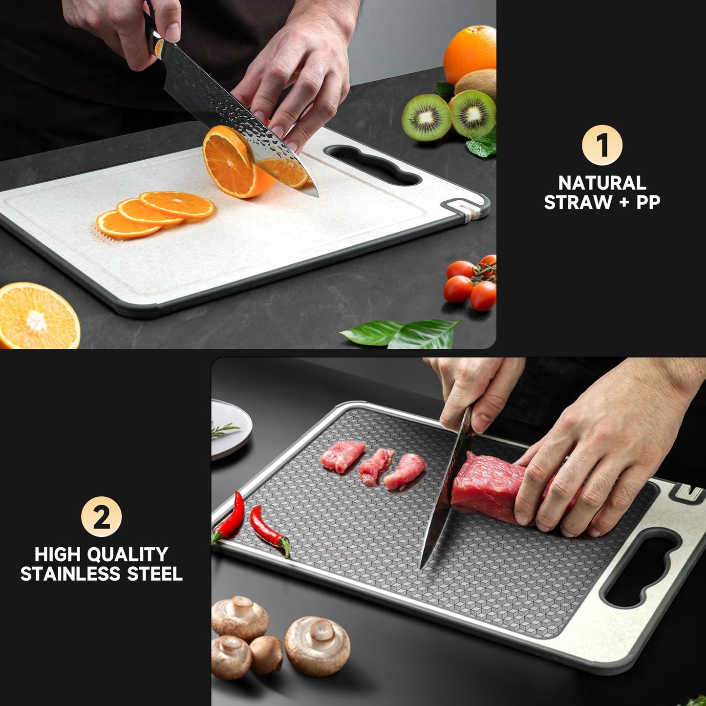 Stainless Steel Non-Slip Cutting Board 15"x10"
