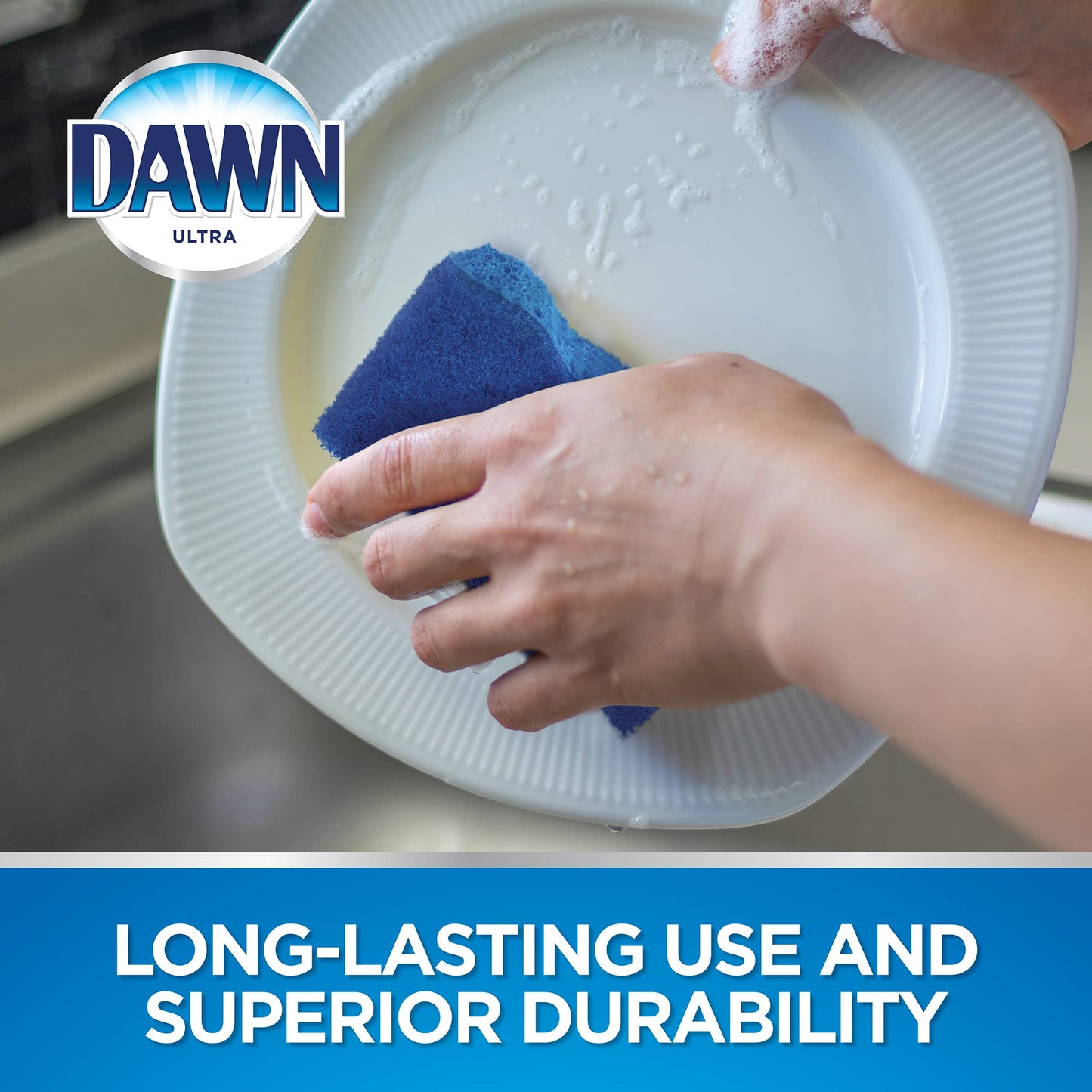 Dawn Non-Scratch Kitchen Sponges, Blue (3-Pack)