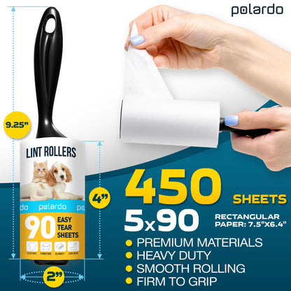 Lint Rollers for Pet Hair - 5 Large Pack