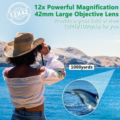 12x42 High Powered Binoculars for Outdoor Use