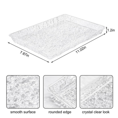 Bodkar Clear Serving Tray,11" Plastic Bathroom Tray, Kitchen Sink Tray, for Disposable Paper Napkins, Jewelry, Makeup, Decorative Perfume Tray for Organization Storage