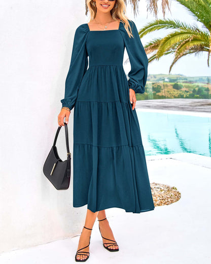 BTFBM Women Formal Puff Sleeve Maxi Dress