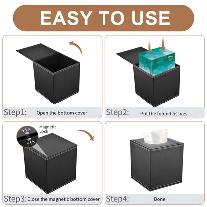 PU Leather Tissue Box Cover for Home & Office