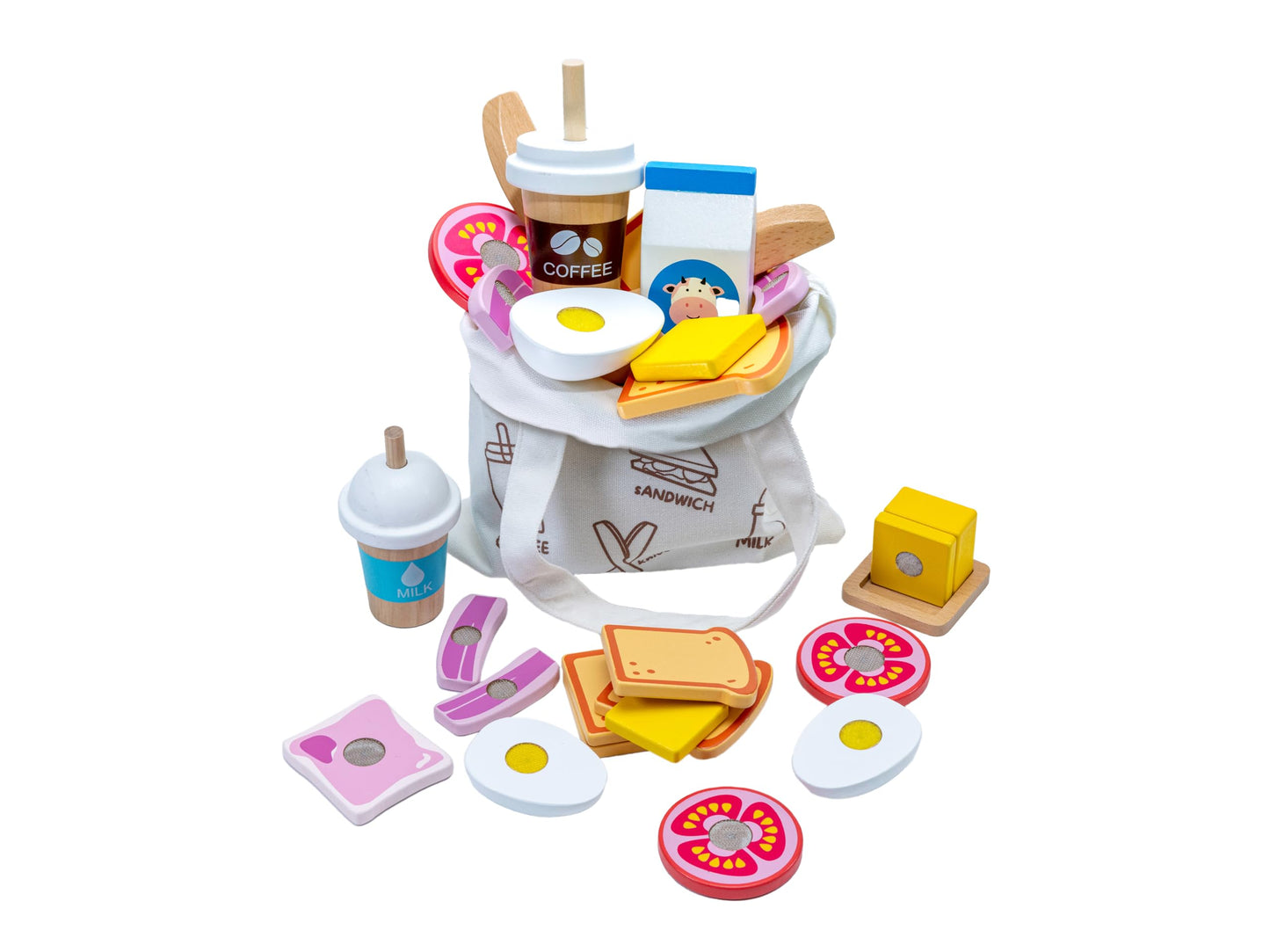 Wooden Food Playset Bakery Toy for Kids