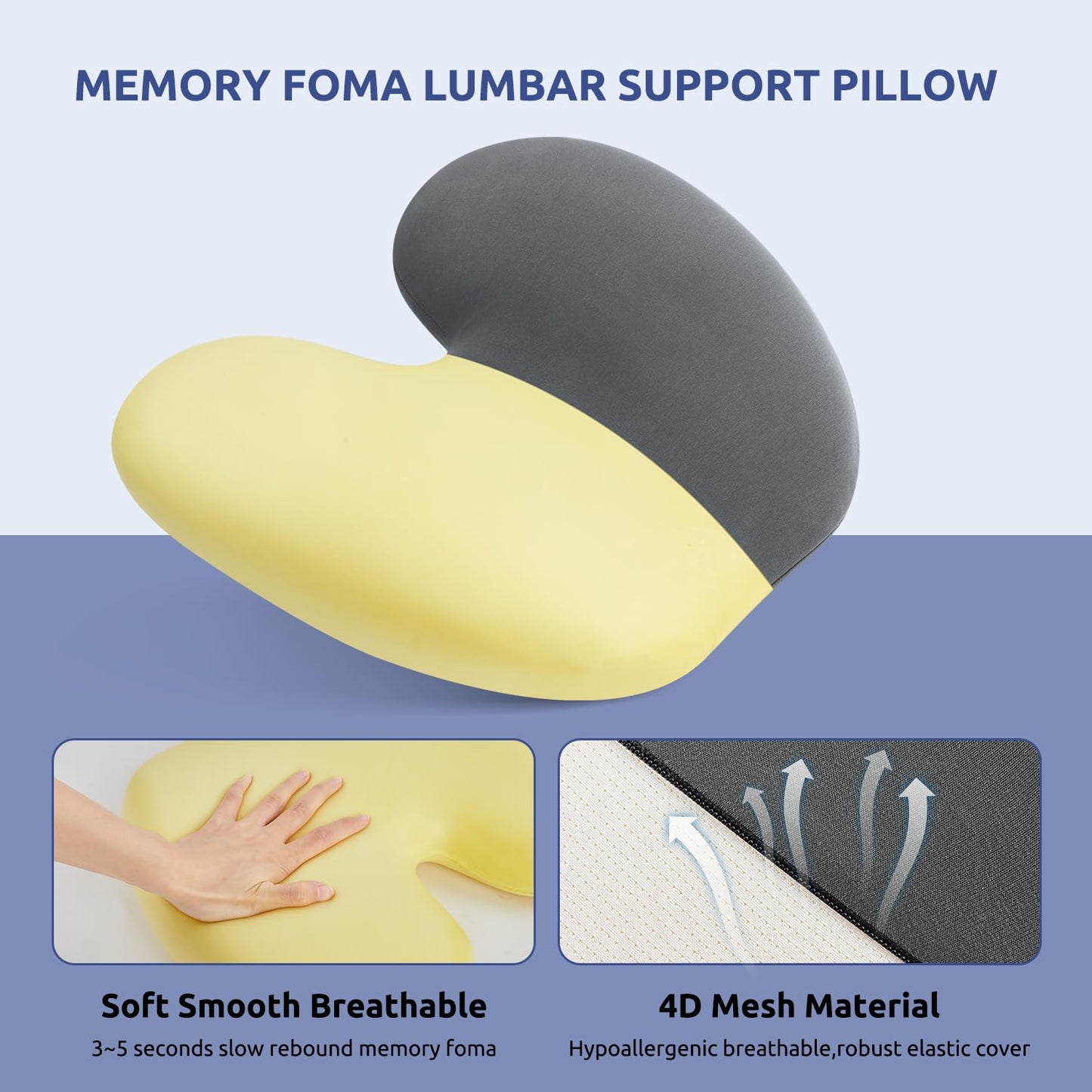 DONAMA Ergonomic Memory Foam Lumbar Support Pillow