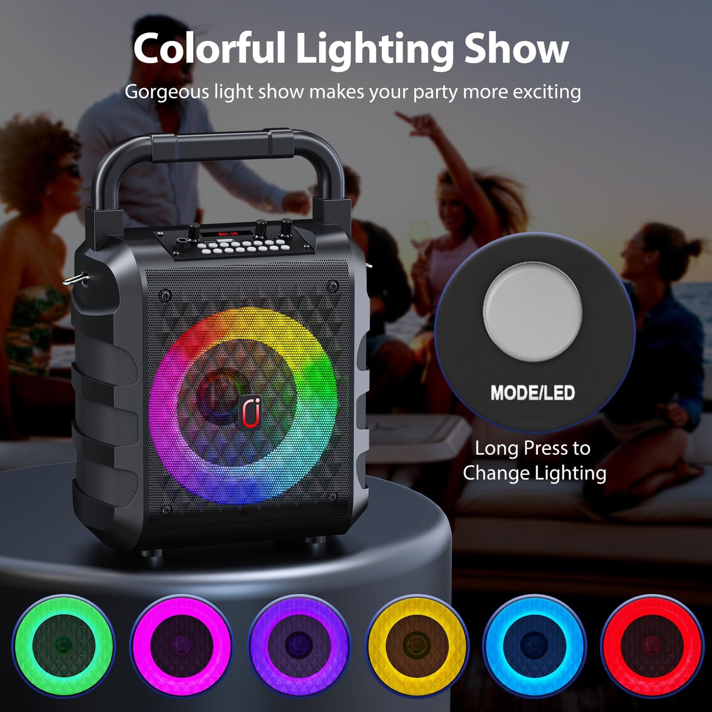 Portable Karaoke Machine with 2 Wireless Microphones
