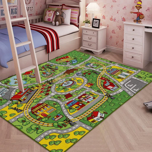 Jackson Car Mat for Kids Toy Cars,52"x 74" Train Rug Play Mat with Non-Slip Backing, Kids Car Rug Play Mat for Playroom Large Car Rug Train Rug Play Mat for Children