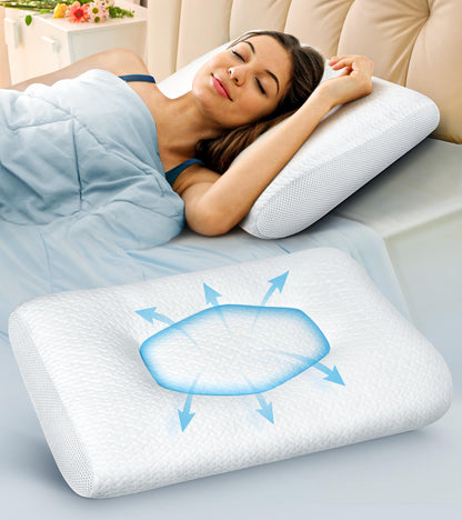 Super Comfort Ergonomic Pillow for Neck Head and Shoulder Pain Relief, Odorless Contour Support Pillows for Bed Sleeping, Orthopedic Cervical Spine Stretch Pillow for Side Back Stomach Sleeper