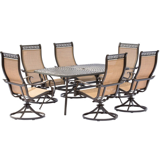 Hanover 7-Piece Outdoor Dining Set with Swivel Rockers