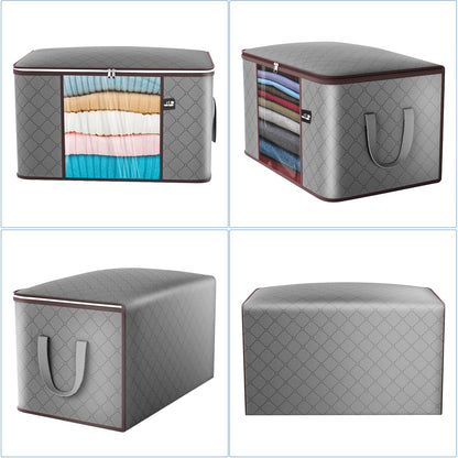 90L Large Storage Bag, 3 Pack Foldable Blanket Storage Bins, Clothing Storage Bins, Foldable Clothes Organizer and Storage Containers with Lids and Handle for Organizing Bedroom, Closet, Clothing