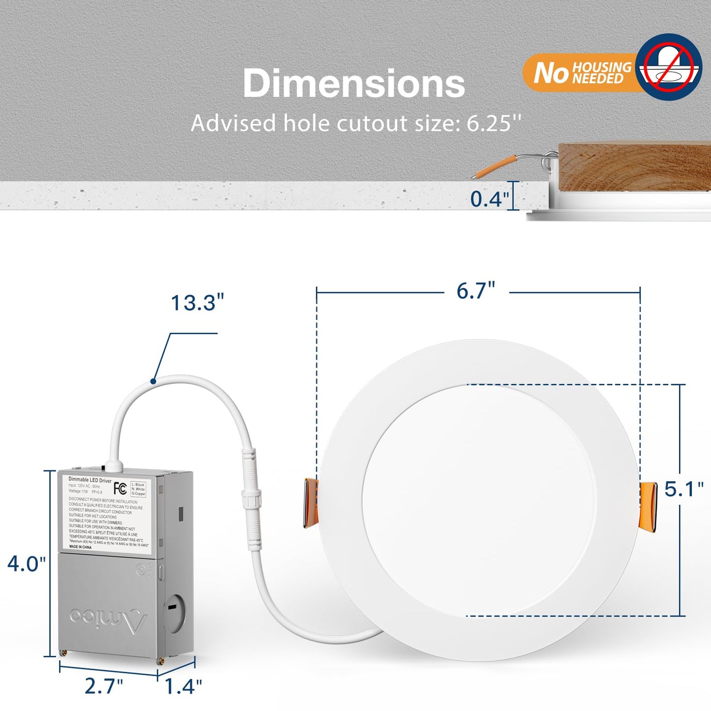 24 Pack Amico 6 Inch LED Recessed Lights