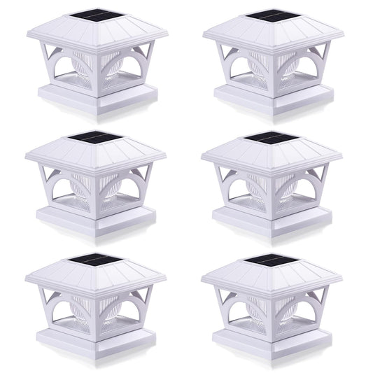 6 Pack Solar Post Cap Lights for Wooden Posts