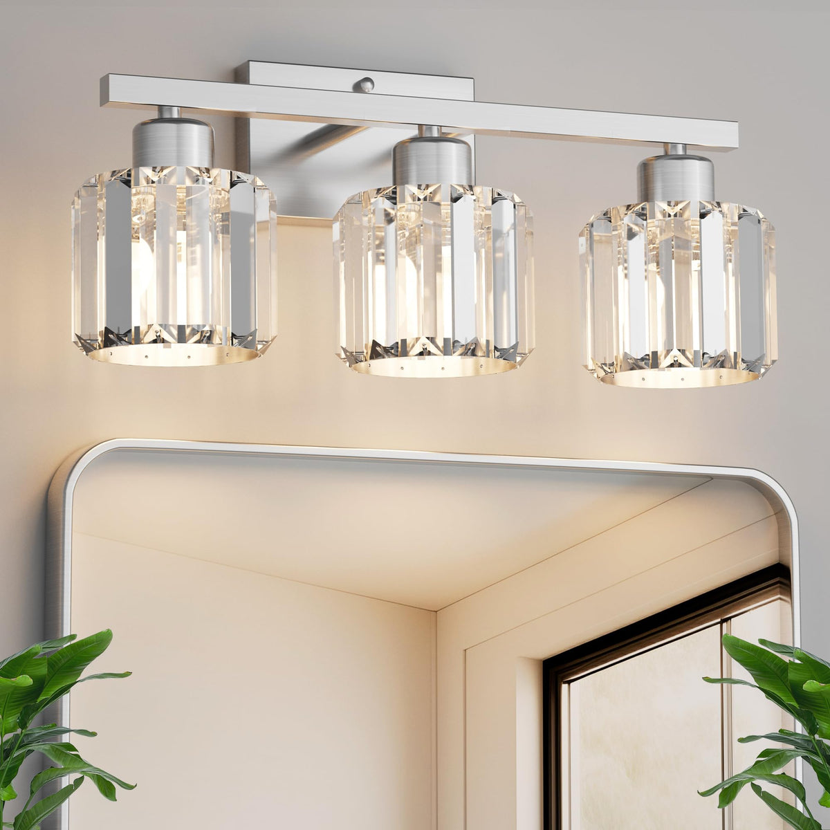 3-Light Crystal Bathroom Vanity Wall Sconce Fixture