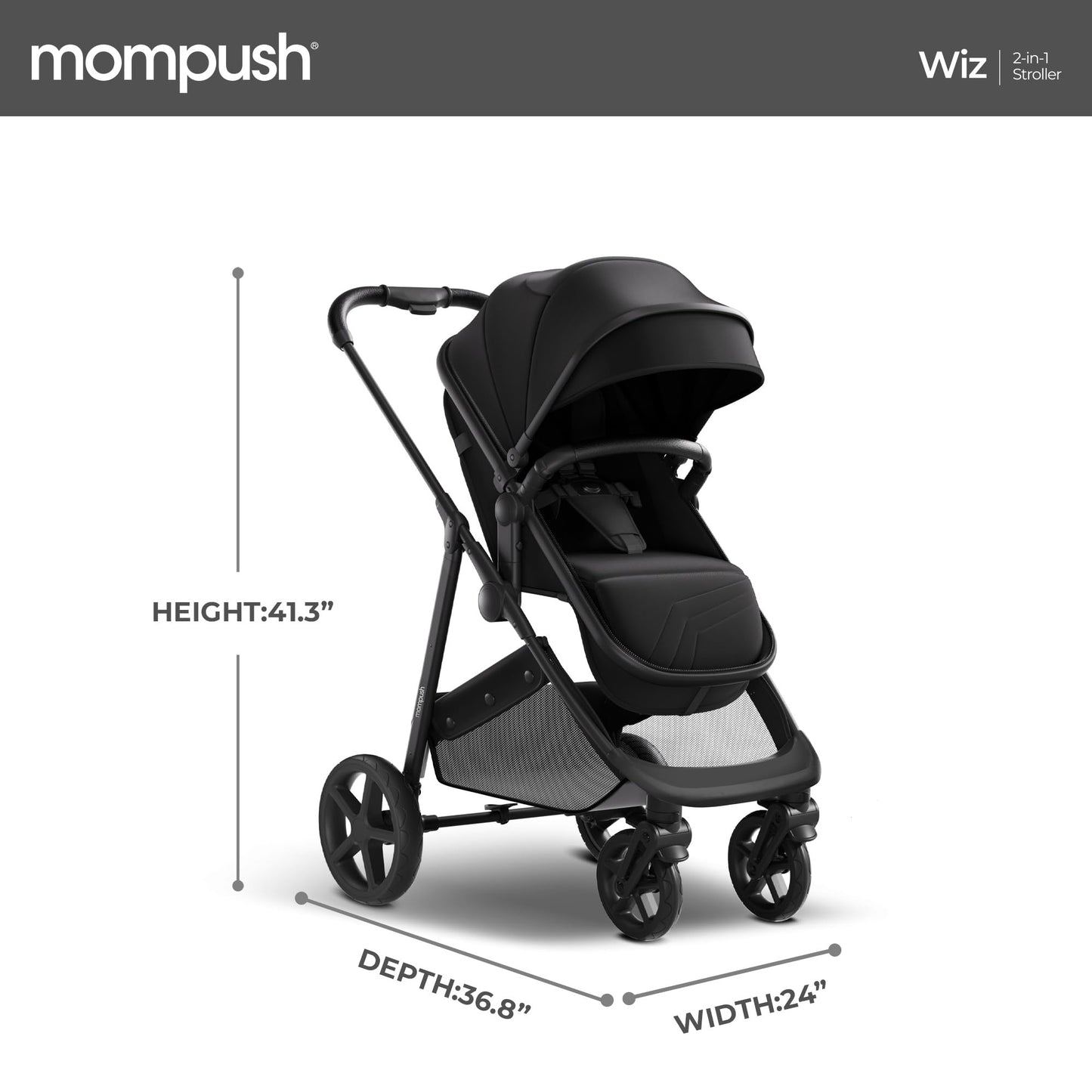 Mompush 2-in-1 Convertible Baby Stroller with Canopy