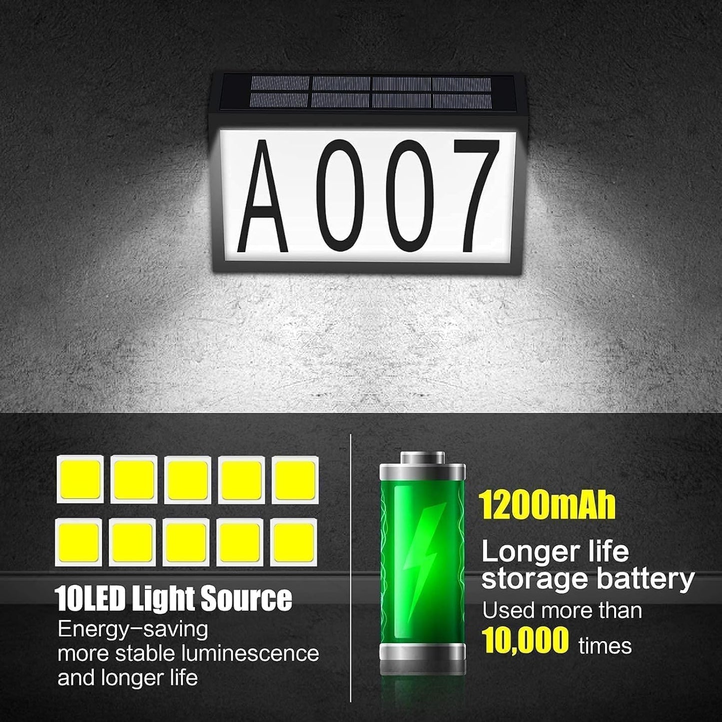 Solar Address Number Light with Auto On/Off