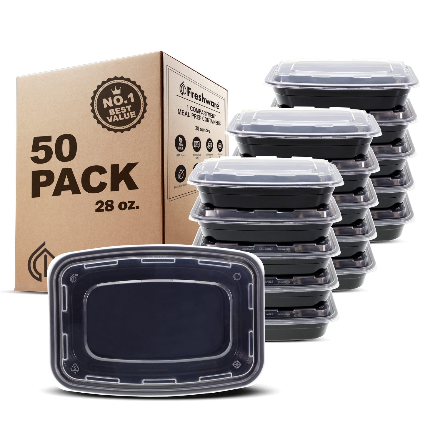 Freshware 50-Pack Meal Prep Containers with Lids