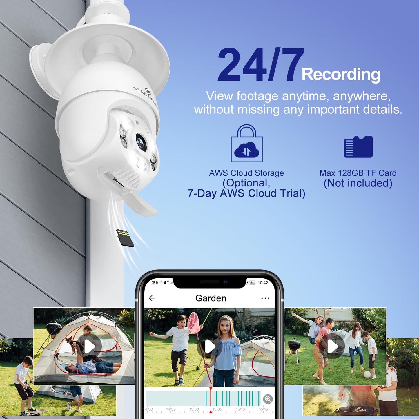 SYMYNELEC Light Bulb Security Camera Outdoor Waterproof 2.5K, 2.4GHz Only Wireless WiFi Light Socket Camera with AI Human Detection Motion Tracking Color Night Vision Siren Alarm Works with Alexa