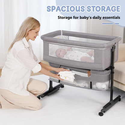 3 in 1 Adjustable Baby Bassinet with Rocking Mode