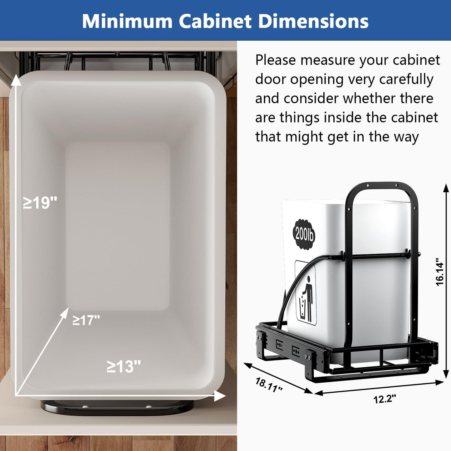 Under Cabinet Pull-Out Trash Can, 50Qt