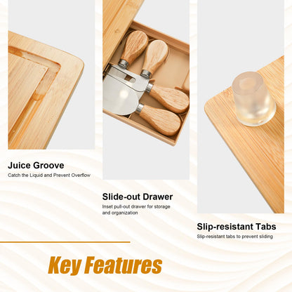 Bamboo Charcuterie Board Set with Drawer