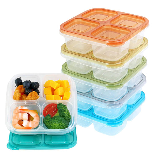 6 Pack 4-Compartment Food Storage Containers