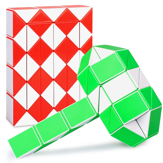 Ganowo 48 Wedges Fidget Snake Cube Magic Twist Puzzle Sensory Toys Brain Teaser Games Collections Birthday Gifts Party Favors Stocking Stuffers for Kids Adults Teens (Pack of 2) Cube-Type Puzzles