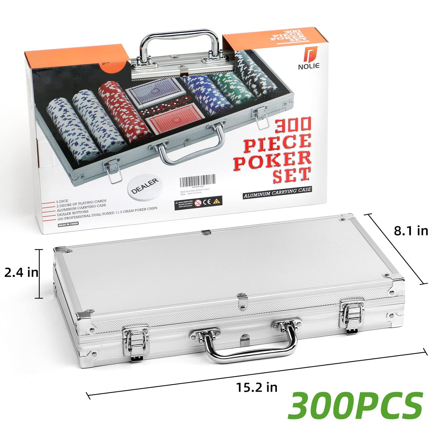 NOLIE 300 PCS Poker Chip Set with Case