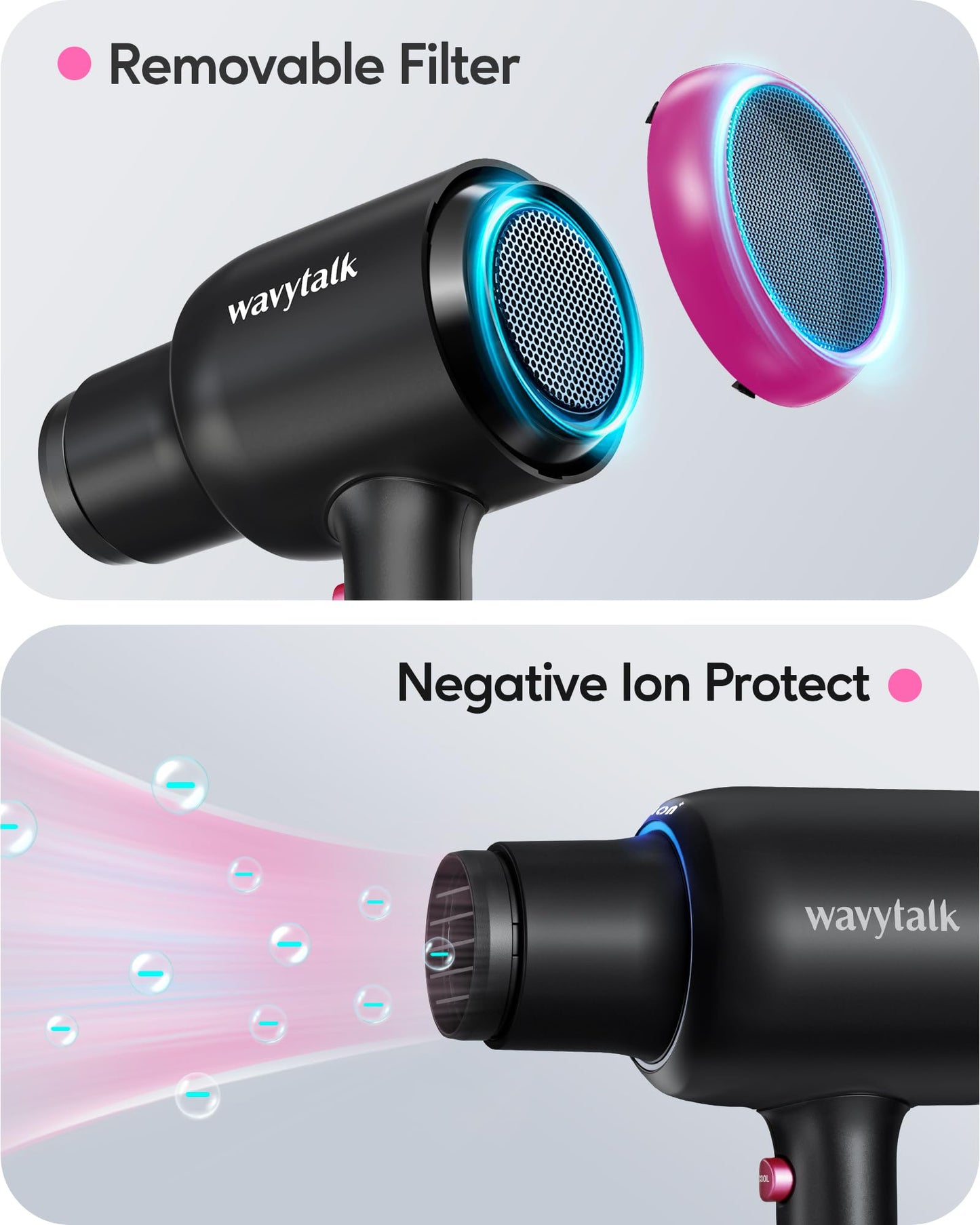 Wavytalk Ionic Hair Dryer with Diffuser, 1875W
