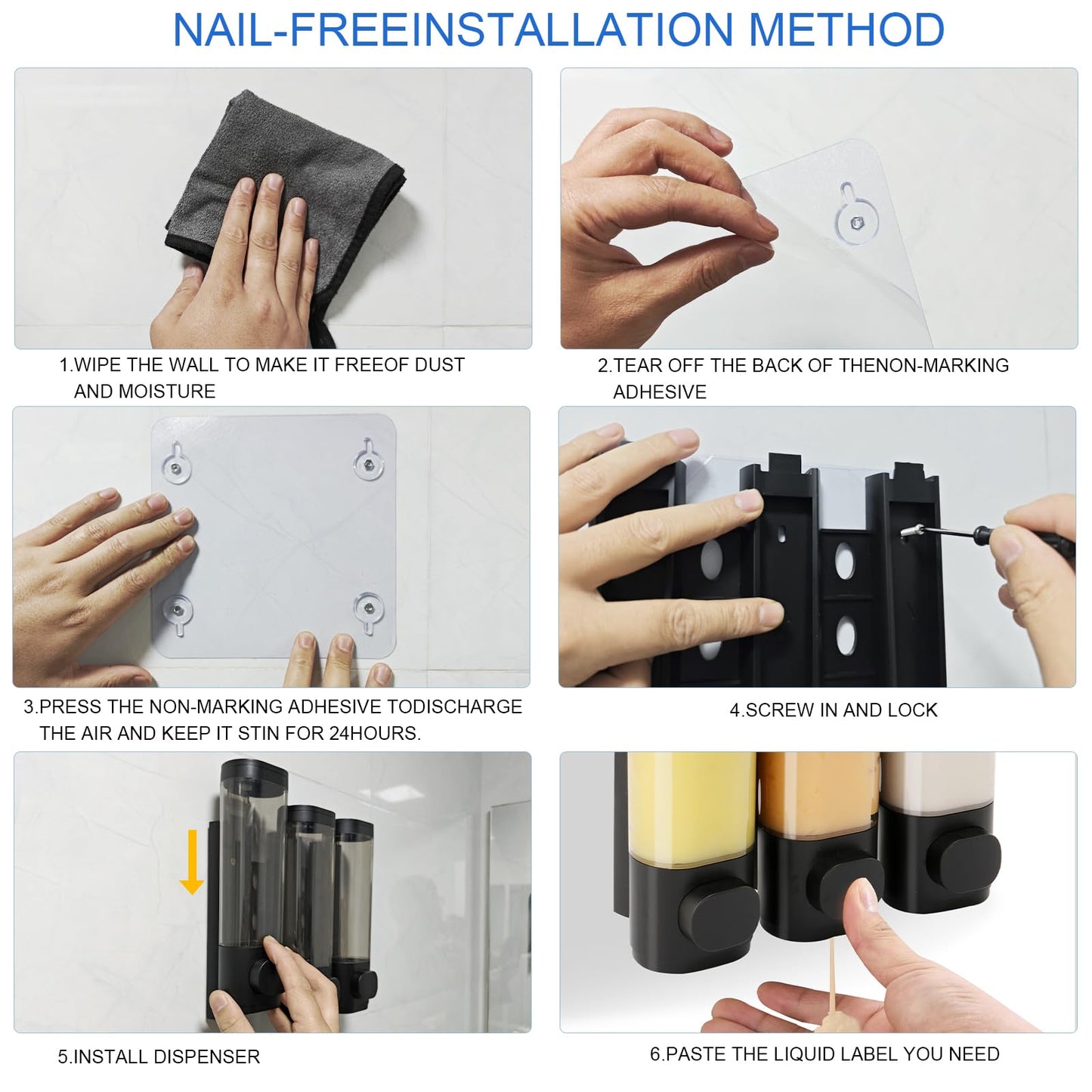 Wall Mounted Shampoo and Conditioner Dispenser