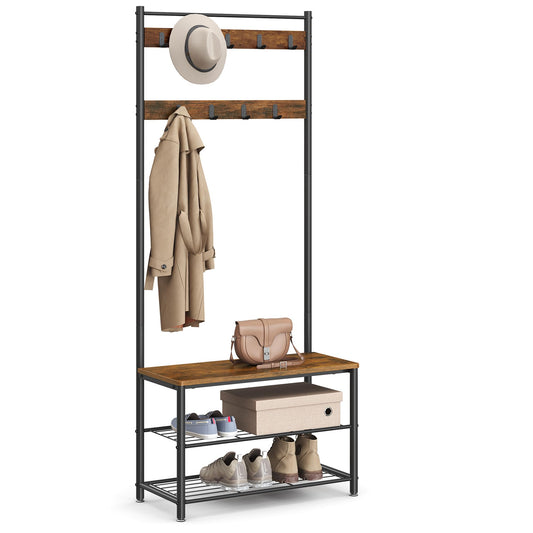 VASAGLE 3-in-1 Coat Rack with Shoe Storage