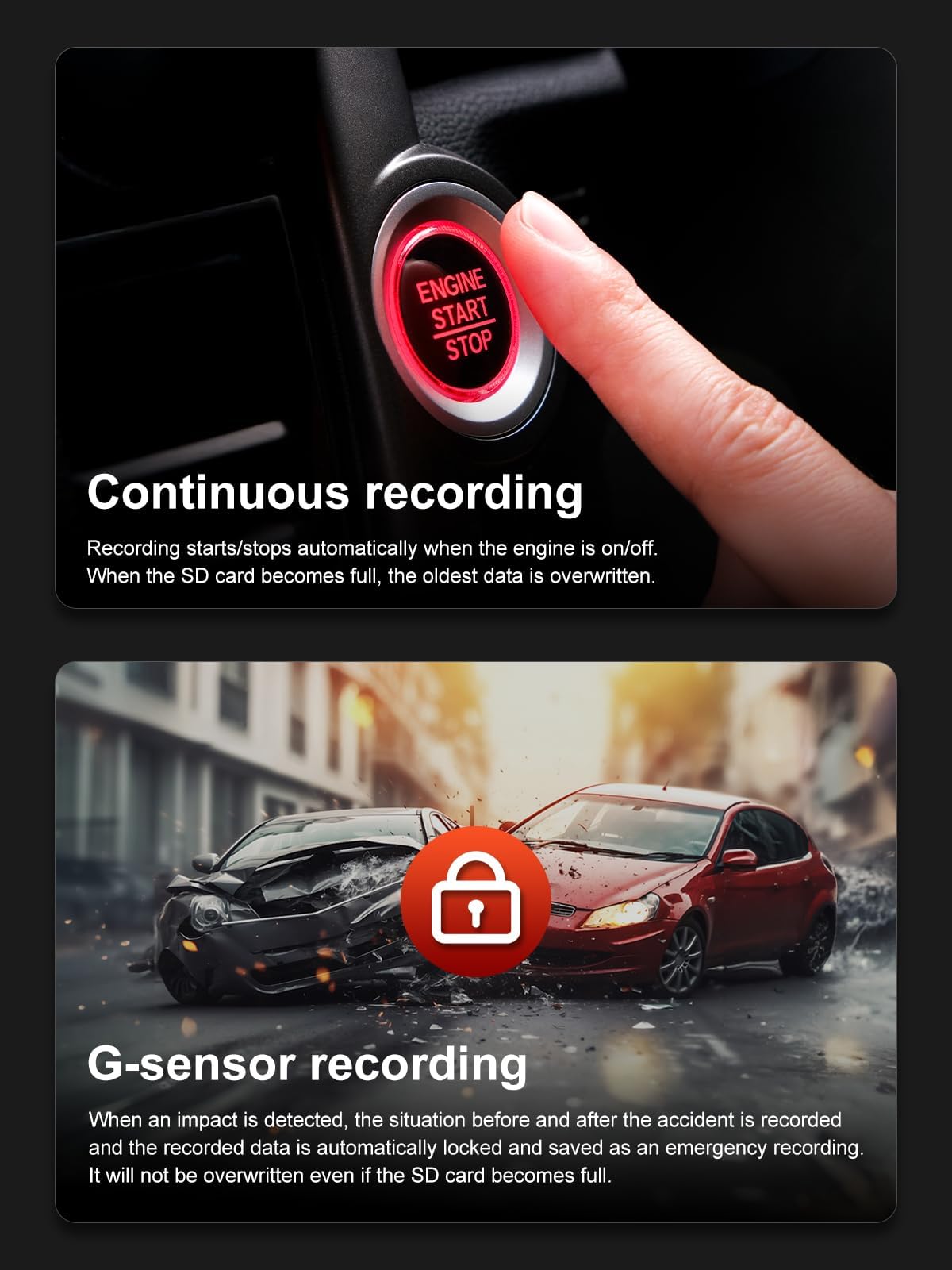 1080P WiFi Dash Cam with Night Vision