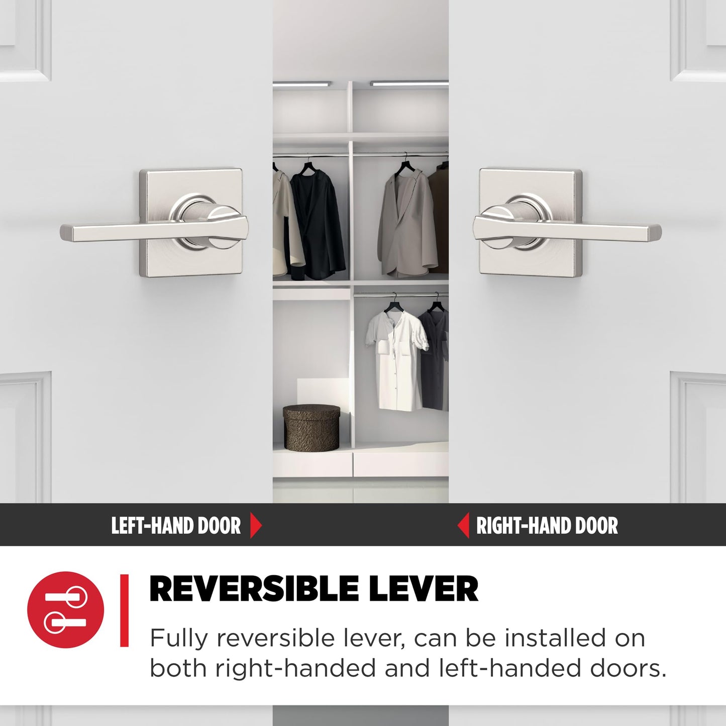 Kwikset Casey Satin Nickel Passage Door Lever