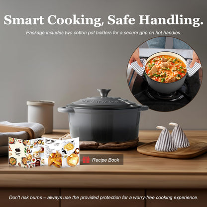 Overmont 4.5QT Enameled Cast Iron Dutch Oven