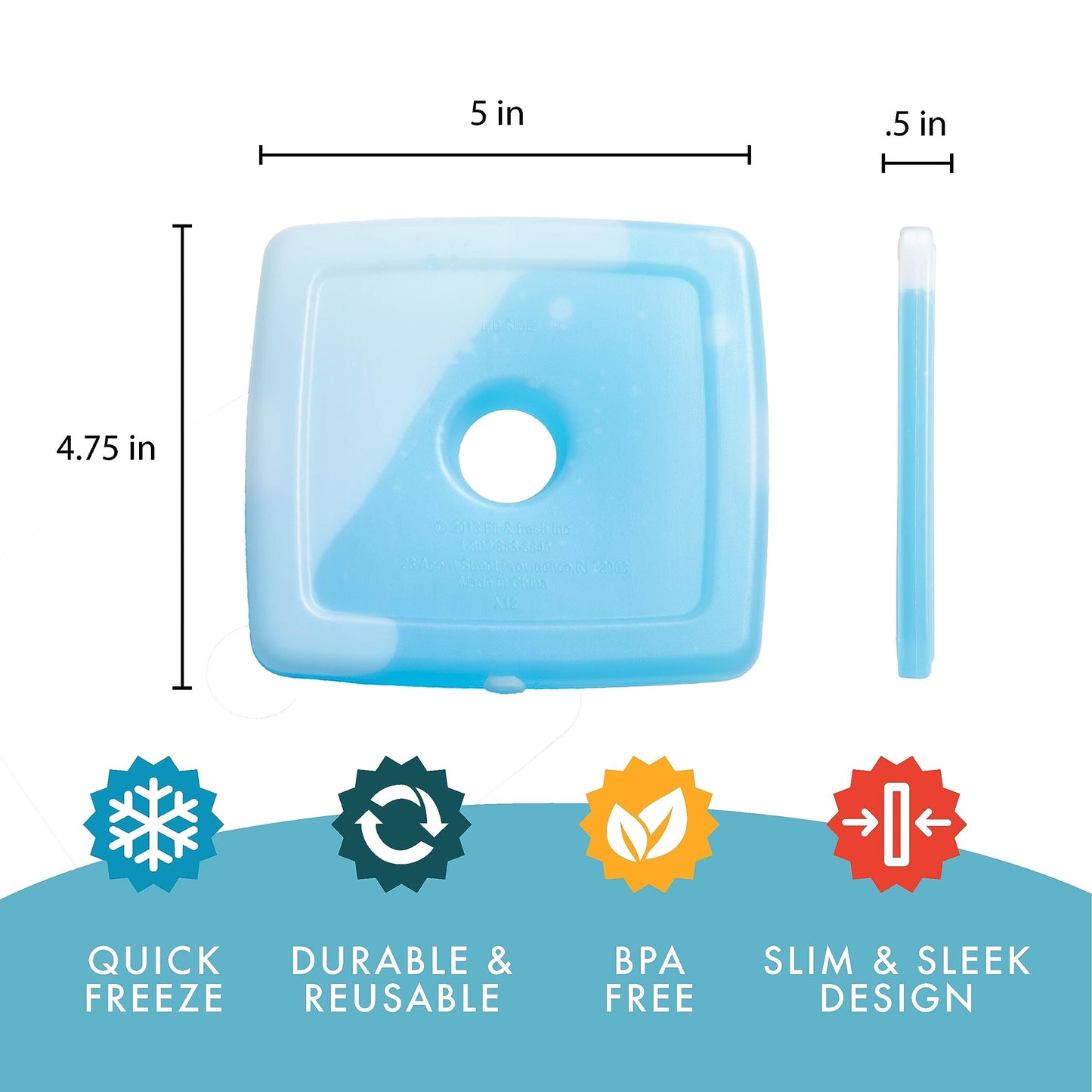 Fit & Fresh Slim Ice Packs for Lunch Bags