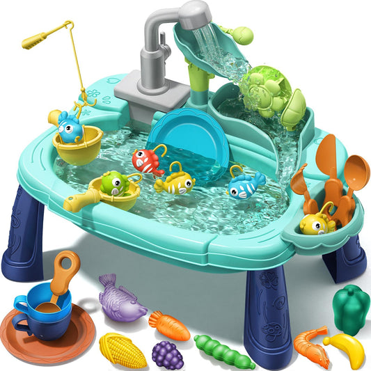 Geyiie Mini Kitchen Sink Toys with Running Water