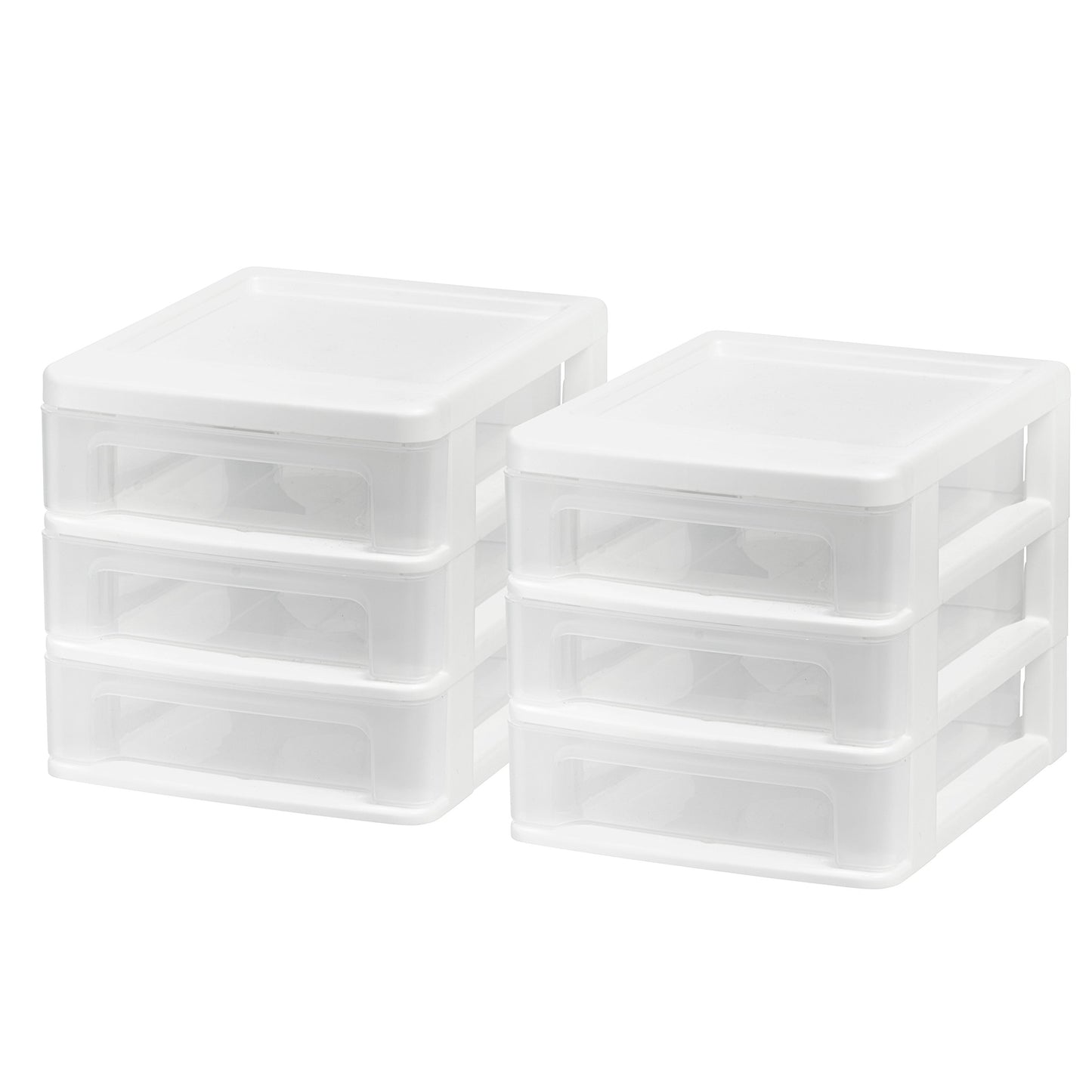 IRIS 3-Drawer Plastic Storage Organizer, 2-Pack