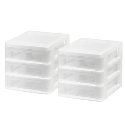 IRIS 3-Drawer Plastic Storage Organizer, 2-Pack