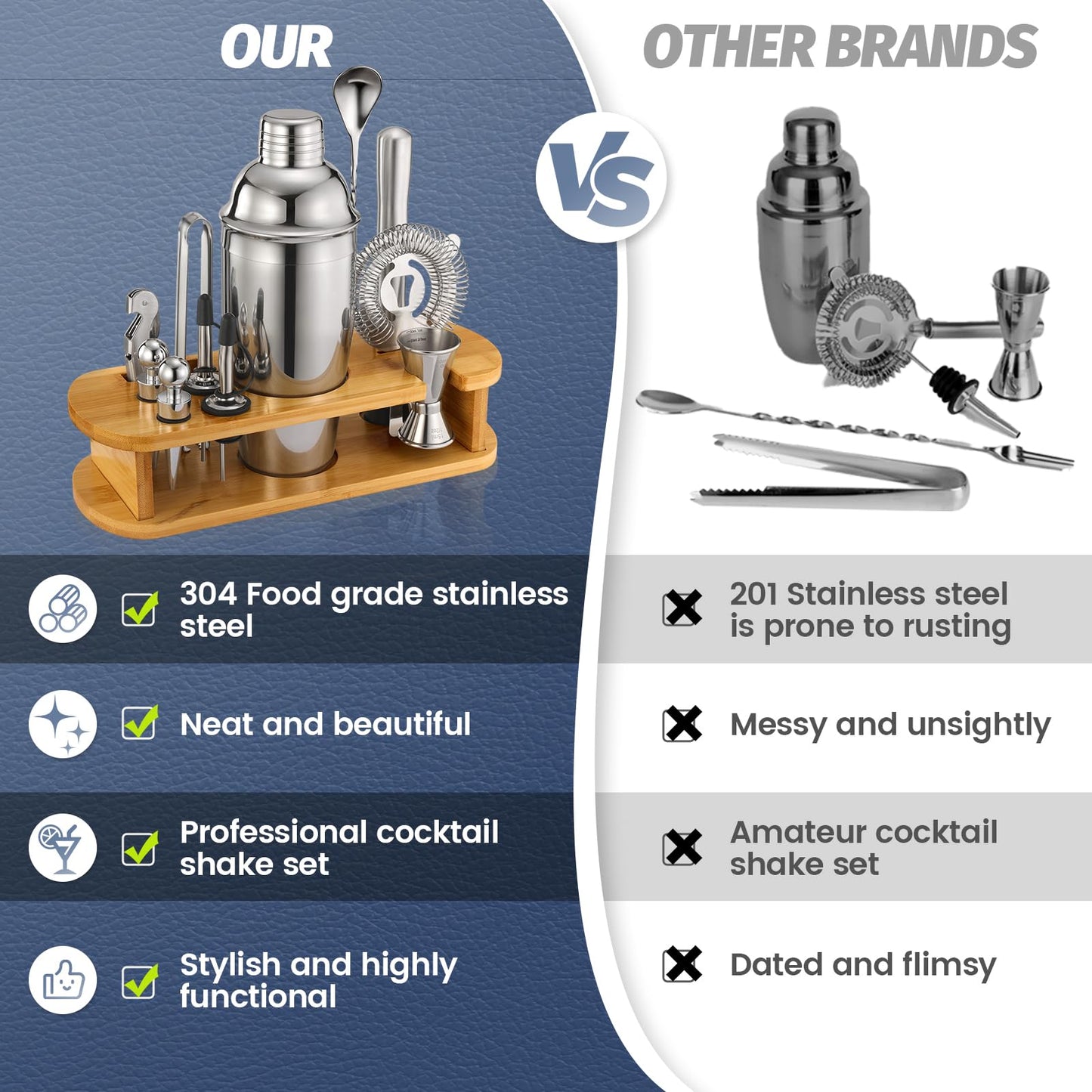13-Piece Cocktail Shaker Set with Tools