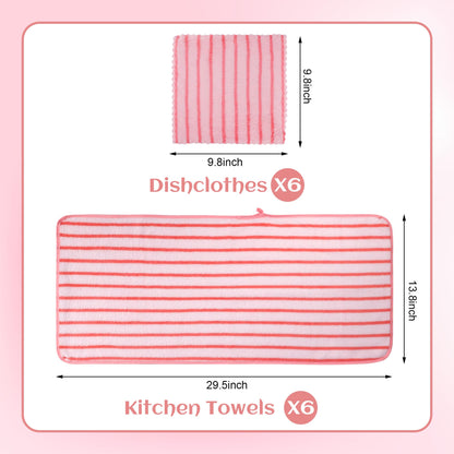 12 PCS Microfiber Kitchen Towels and Cloths Set