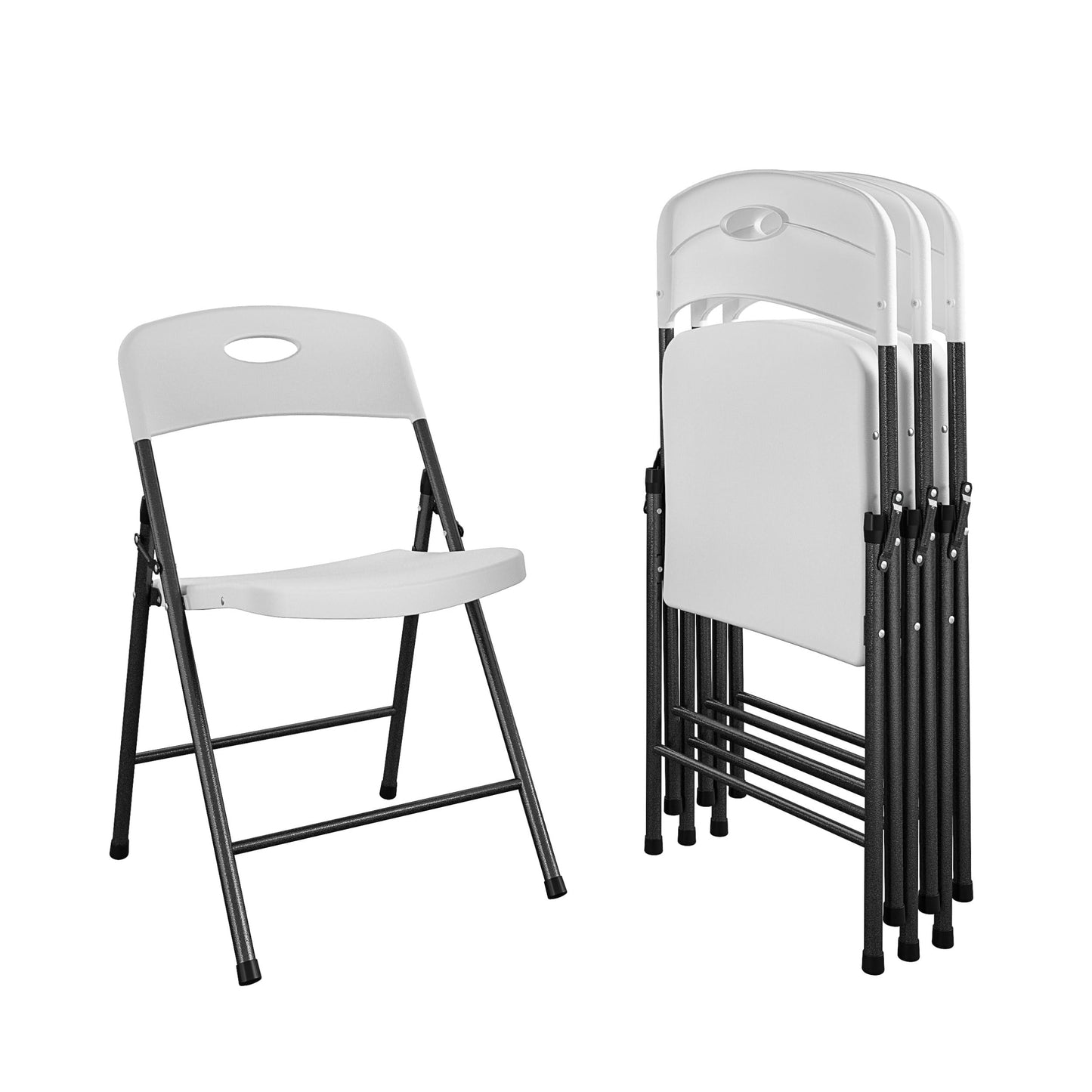 COSCO Solid Resin Folding Chair, 4-Pack, White