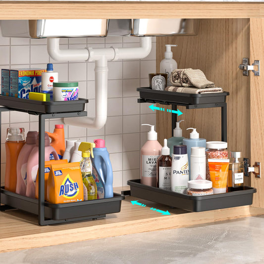 2-Tier Pull Out Under Sink Organizer - Black