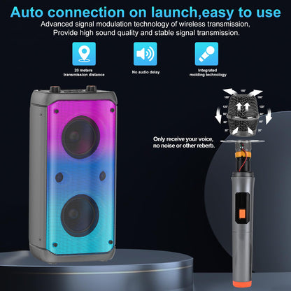 80W Portable Bluetooth Party Speaker with LED Lights