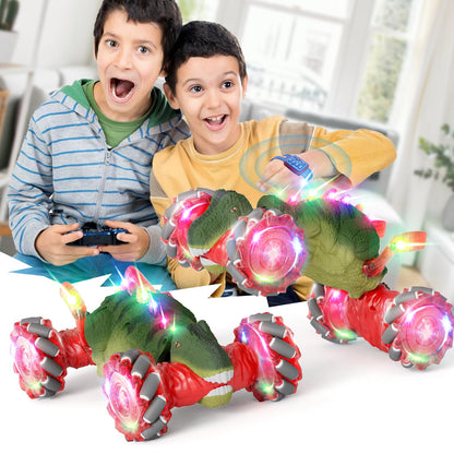 5 Dinosaur Remote Control Cars with Sounds & Lights